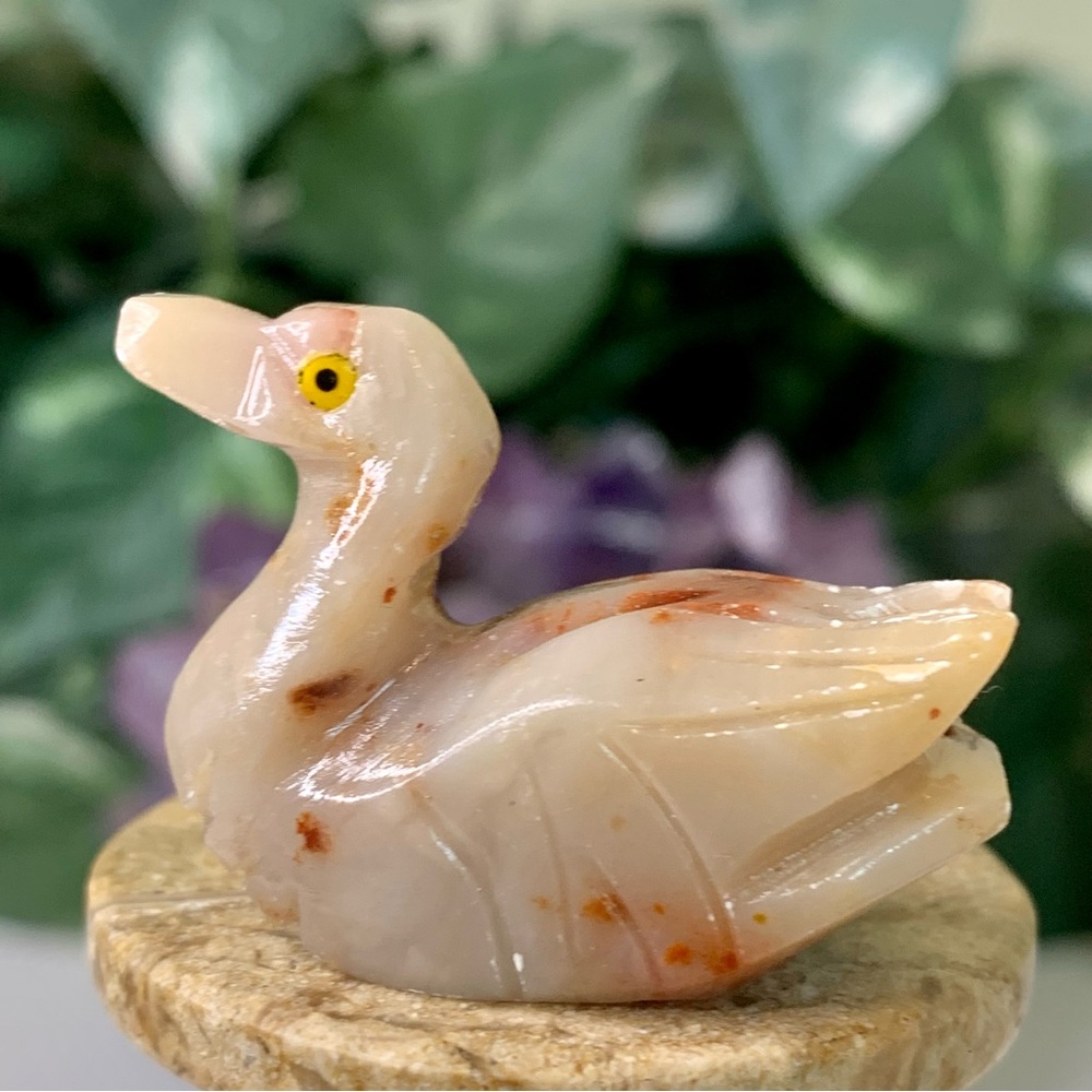 Gemstone Carved Carnelian Agate Duck Figurine Crystal Bird Rock Sculpture 1.5" - Picture 6 of 14